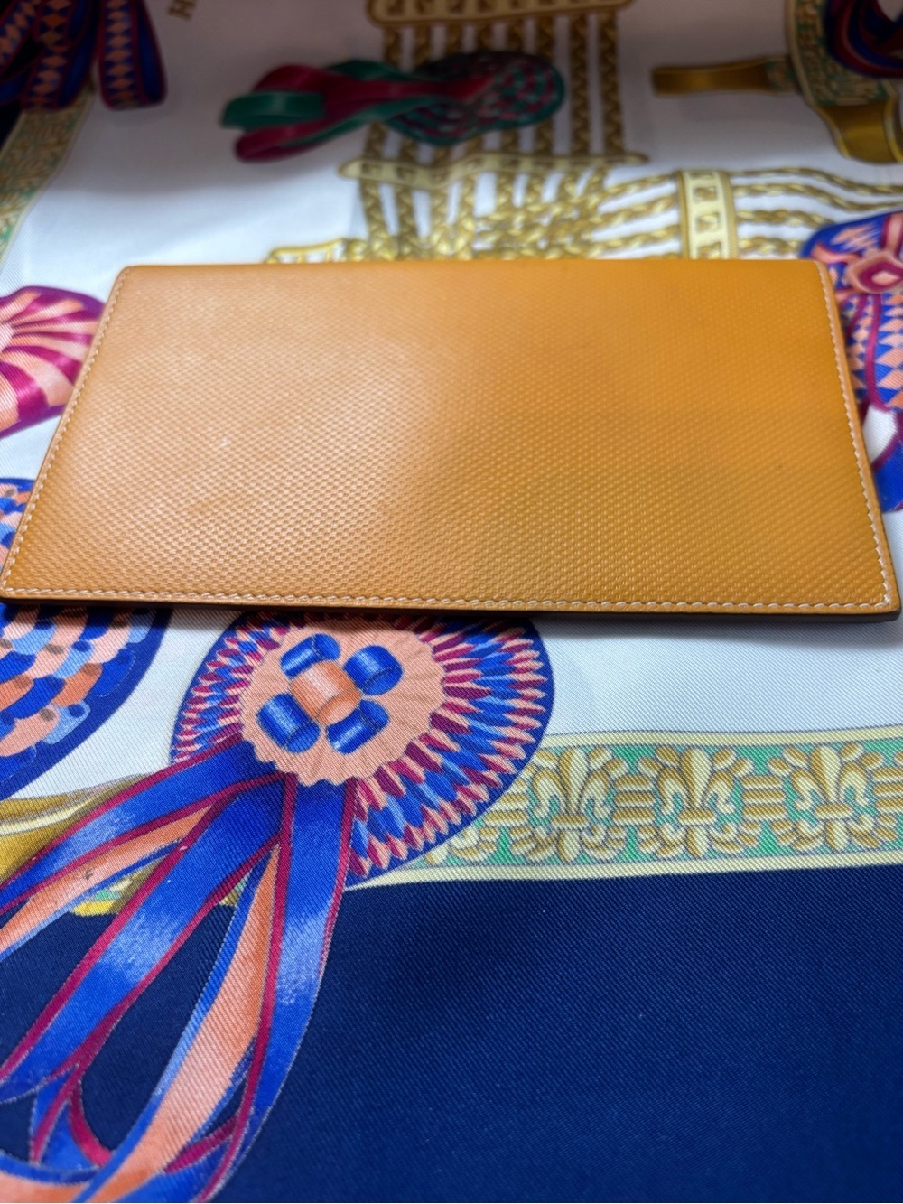 Authentic Hermès Calvi Card Holder - Epsom Leather -Gold with Contrast Stitching